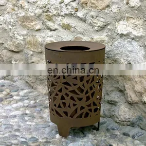 Perforated Corten Steel Litter Bin thumbnail-1