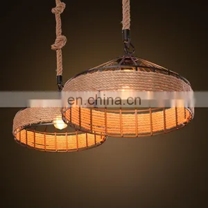 Popular Industrial Fancy Hemp Rope Lamp Edison Pendant Light thumbnail-5
