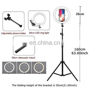 10 Pulgadas 26 cm Tiktok YouTube Videos Para Grabar Maquillaje Aro de Luz Led Con Tripod thumbnail-6