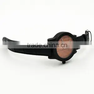 Wholesale Fashion Wood Watch Men Custom Logo Wrist Watch With Genuine Leather Band thumbnail-4