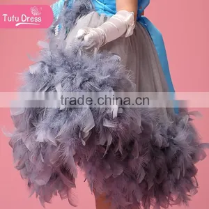 Luxury Feather Princess Flower Girls' Dresses for Beach Wedding Party Kids Gown thumbnail-5
