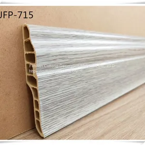 Wood Plastic Pvc Baseboard Bamboo Wood Fiber Baseboard Moisture-proof Waterproof Plastic Baseboard Black White Gray Wood Grain thumbnail-5