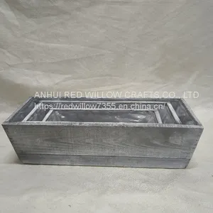 Nordic Style Custom Outdoor Rectangle Wooden Flower Planter thumbnail-1