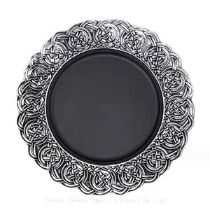 Hot Sale Bulk Wedding Christmas Party Table Decor 13 Inch Gold Retro Round Plastic Charger Plates thumbnail-3