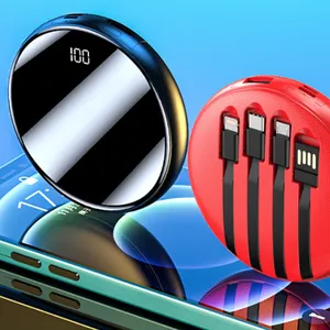 Round Mini Power Bank With Screen Portable Charging Bank East Carry Take on the Plane 20000mah thumbnail-1