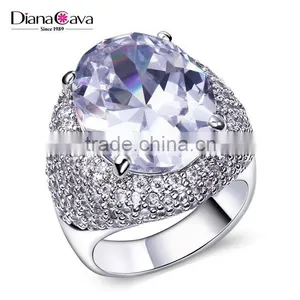 On Sale Fall 2016 Bridal Jewelry Big Zircon Crystal Propose Gorgeous Oval Ring thumbnail-1