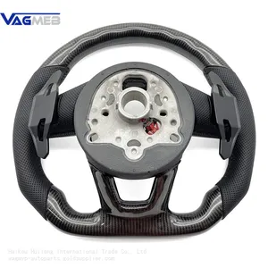 For Audi A4 B9 Heated Carbon Fiber Perforated Black Stitching Steering Wheel With S /RS Logo Accessories thumbnail-3
