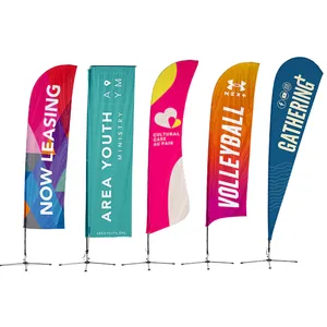 Custom Logo Printed Outdoor Advertising Teardrop Banners Cloth Beach Feather Flags With Promotional Feather Flags thumbnail-1
