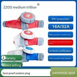Zhongzhao Concealed Industrial Socket, Industrial Waterproof Plug, Nylon Aviation Waterproof and Dustproof for Construction Sites, Ip67 ce Certified thumbnail-1