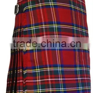 Scottish Royal Stuart 6 Yard Tartan Kilt Three Buckles With Leather Straps thumbnail-1