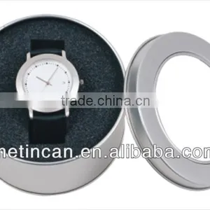 Metal Circle Watch Tin Case Package With Clear Top thumbnail-1