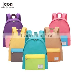 Color Block Canvas Backpack 100%cotton thumbnail-1