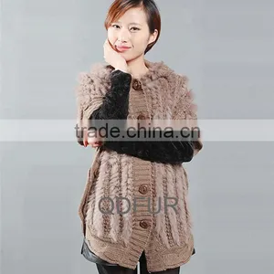QD27881 China Supplier Garments of Karachi Rabbit Fur Knitting Jacket Clothes for Woman Jackets thumbnail-1