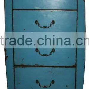 Chinese Antique Tall Blue Five Drawer Cabinet thumbnail-1