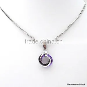 2016 Ace Pride Pendant Necklac, Chainmail Love Knot Asexual Pride Jewelry Circle Pendant Necklace Woman thumbnail-2