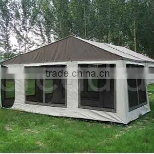 Military Green Trailer Tent Folding Bed Camping Family Tent thumbnail-1