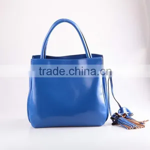4083 Trendy Design Blue Plain Texture PU Three Compartment Combined Fashionable Ladies Latest Handbag thumbnail-2
