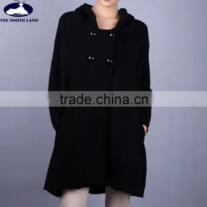 Ladies' Two Sided Knitted Overcoat With Hoodie CWSW15101111L thumbnail-1