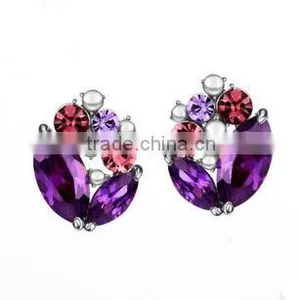 JINSE Wholesale Purple Stone Earrings thumbnail-1
