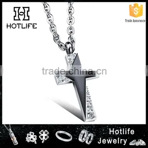 2016 Simple Gold Pendant Design Stainless Steel Star Necklace With Cross for Wedding Gifts thumbnail-1