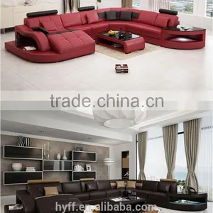 Round Genuine Italy Leather Corner Office Sofas HYZ69 thumbnail-6