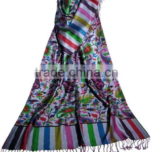 Rayon Silk Screen Print Multicolor Scarves thumbnail-1
