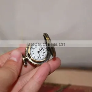 Deer Watch Necklace Old Simple Round Antique Bronze Round Pocket Watch Necklace Pendant Deer Watch Necklace thumbnail-1