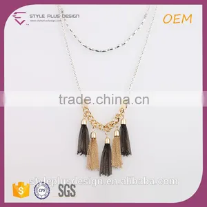 N72474Q03 Alloy Pendant Tassel New Model With Two Layer Necklace Brass Jewelry Gold Plating Chain From Long Elegant Necklace Quality Choice thumbnail-1