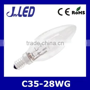 Halogen C35 Candle Light Bulb 28w Glass Body E14 thumbnail-1