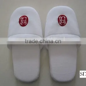 Hotel White Cotton Terry Towel Sponge Slippers With Logo thumbnail-1