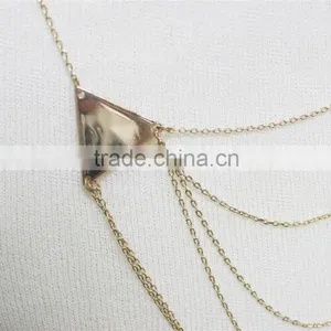Triangle Layered Necklace Gold Smooth Surface Metal Necklace 2016 Fashion Style Wholesale thumbnail-3