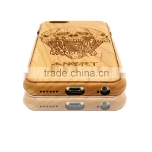 Universal Angry SKULL Engraving Durable Wood Protected Cover for Iphone 6 in Two Parts thumbnail-3