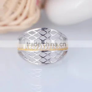 925 Sterling Silver Net Pattern Ring With Gold Plated thumbnail-2