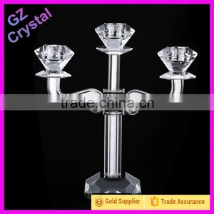 3 Arms Transparent Crystal Candle Holder Centerpieces for Wedding Table Decoration thumbnail-3