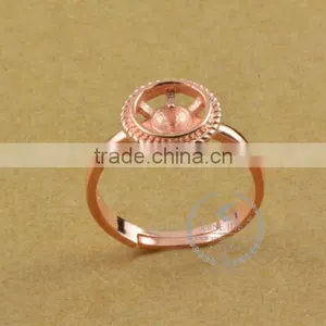 7.5mm 925 Sterling Silver Rose Gold Simple Pattern Round Bezel Ring Base Blank Supplies DIY Findings 1216003 thumbnail-2