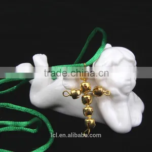 New Arrival Imitati Jewelry Cross Bling Handmade Necklace Cute Girl Religious NecklaceRed and Green Bell Necklace fo Cotton Rope thumbnail-1