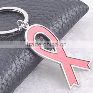 XL-KC51201 Fashion Alloy Keychain, Metal Red Ribbon Keychain AIDS Keychain thumbnail-1
