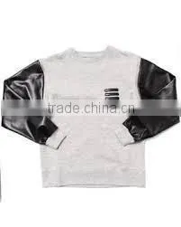 Sweatshirt With Leather Sleeves,2014 Custom Sweatshirt With Leather Sleeves,top Quality Sweatshirt With Leather Sleeves thumbnail-1