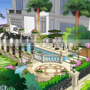 Luxurious 3D Rendering Villa Living Room Design thumbnail-5