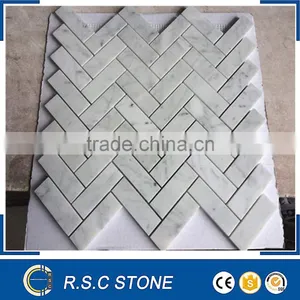 Herringbone Shape Carrara Marble Mosaic thumbnail-1