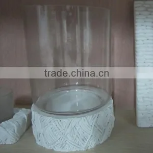 Decorative Sweater Design Fake Stone Tea Candle Holder With Cylinder Glass thumbnail-4