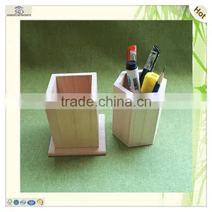 Fashion Office Desk Storaging Decorating Paulownia Wooden Pen Holder thumbnail-1