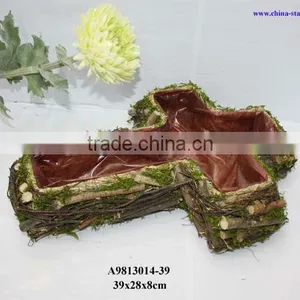 Rattan Cross Planter thumbnail-1