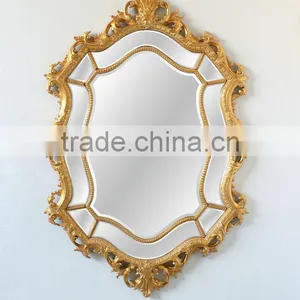 Medieval Reproduction Furniture Sets Wood Veneer Top Console Table With Wall Mirror thumbnail-4