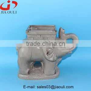 Antique Animal Flower Pot, Ceramic Elephant Planter thumbnail-4