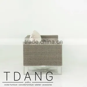 Coronado Wicker Bench With Stainless Steel Base - Contemporary Rattan Furniture Bench. thumbnail-2