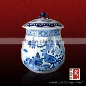 Ancient Style High Quality Blue and White Porcelain Foood Storage Container for Good Sale thumbnail-1