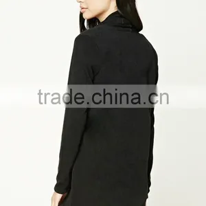 OEM Women Fashion Long Sleeve Plain Dyed Black Brushed Shawl Collar Cardigan Sweaters thumbnail-4