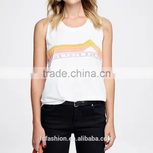 Tank Top Women Round Collar Sleeveless White Crop Top thumbnail-3