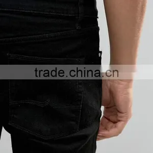High Quality Custom Five Pockets Men's Black Slim Fit 100% Cotton Stretch Denim Breathable Concealed Fly Casual Shorts Pants thumbnail-3